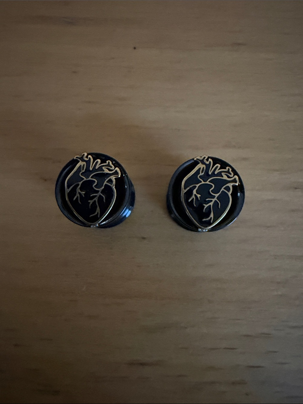 Black Anatomical Heart 00G Earrings - Jewelry